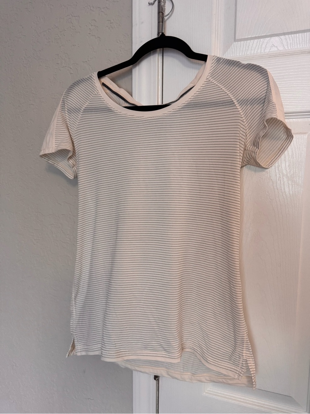 Lululemon White Striped Short-Sleeve Women's Top